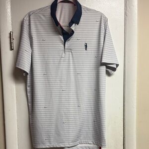 Greyson Navy and White Striped Polo Shirt